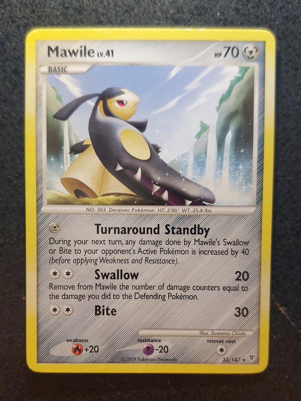 Pokemon Mawile Card - Yellow Border with Black and Gold Artwork